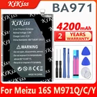 Аккумулятор KiKiss 4200 мАч BA971 для телефона Meizu 16s M971QCY, высококачественные батареи с инструментами