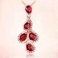 2021 new luxury water drop red zircon necklace for women trendy rose gold female jewelry party accessories gifts