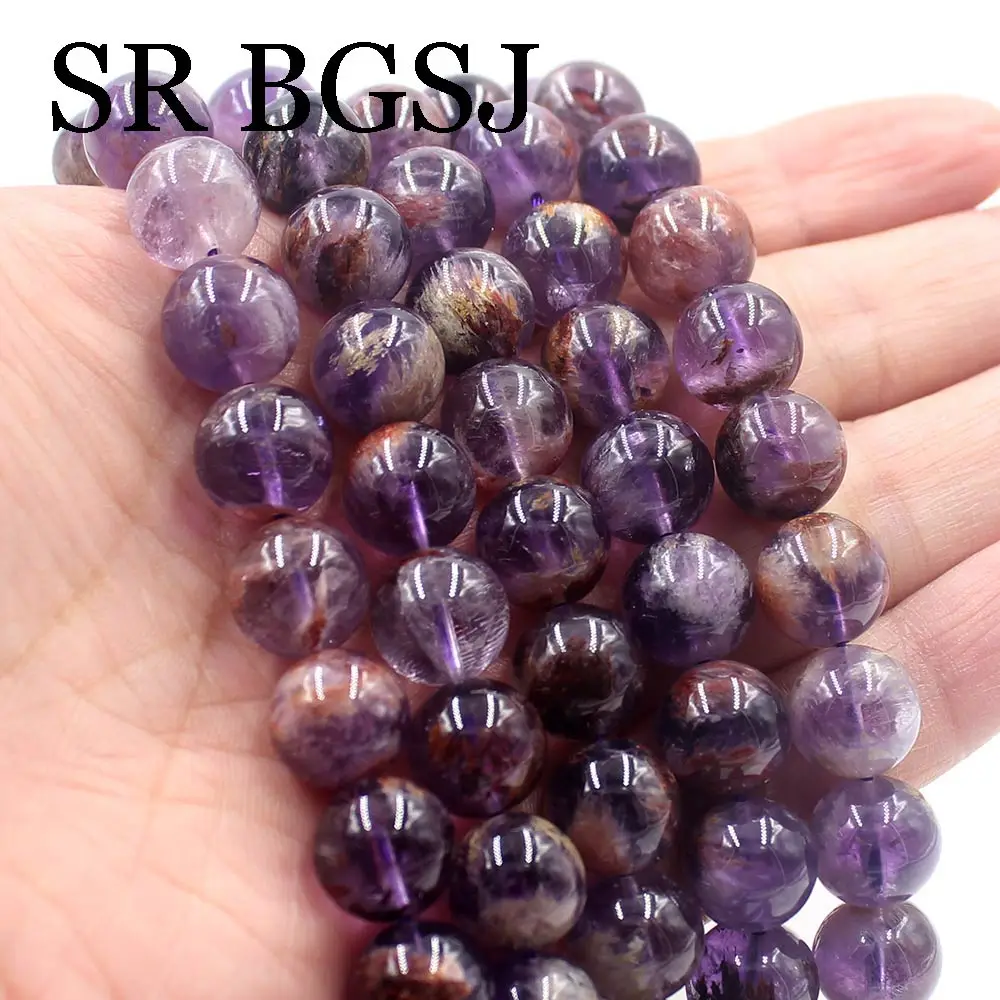 Бесплатная доставка 12 мм Модные фиолетовые фантомные кварцевые круглые бусины