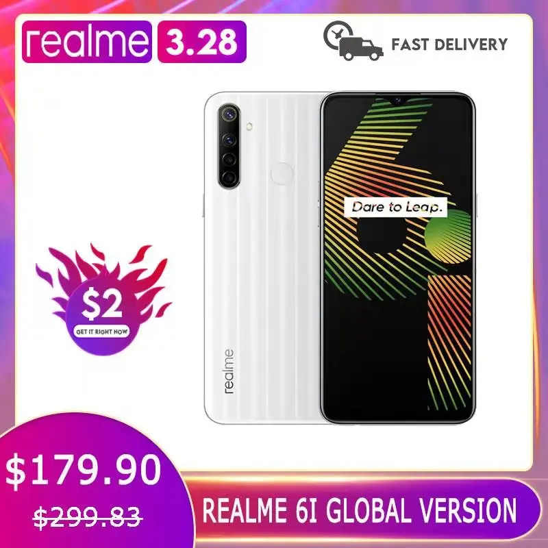

Realme 6i Global Version Mobile Phone 4/ 128GB EU Plug MTK Helio G80 5000 mAh Dewdrop Display 6,5 Smartphone