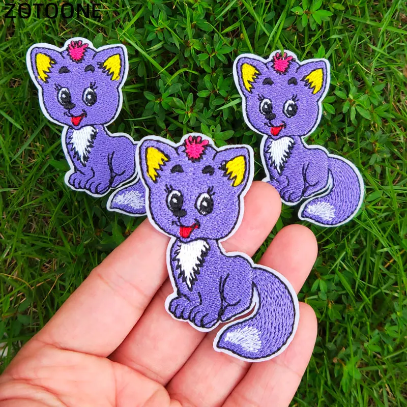 Цветные нашивки ZOTOONE с изображением лисы и кота для одежды вышитый значок сделай