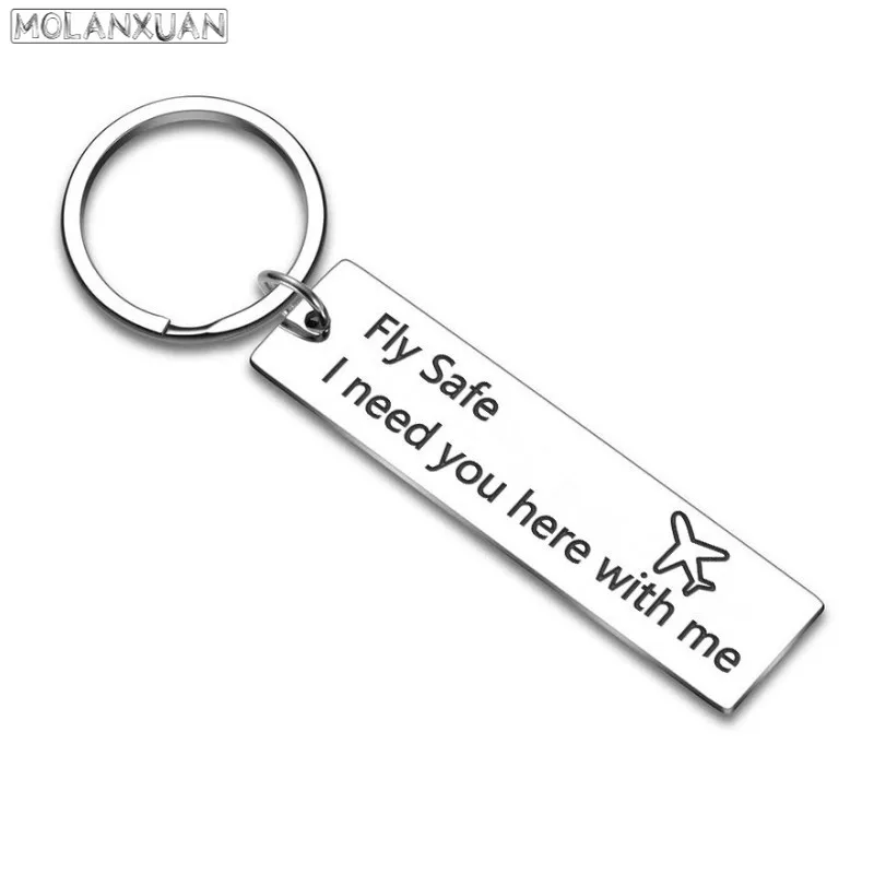 

Pilot Gift Fly Safe Keychain Flight Attendant Gift I Need You Here with Me for Flight Staff Airline Worker Husband Boyfriend