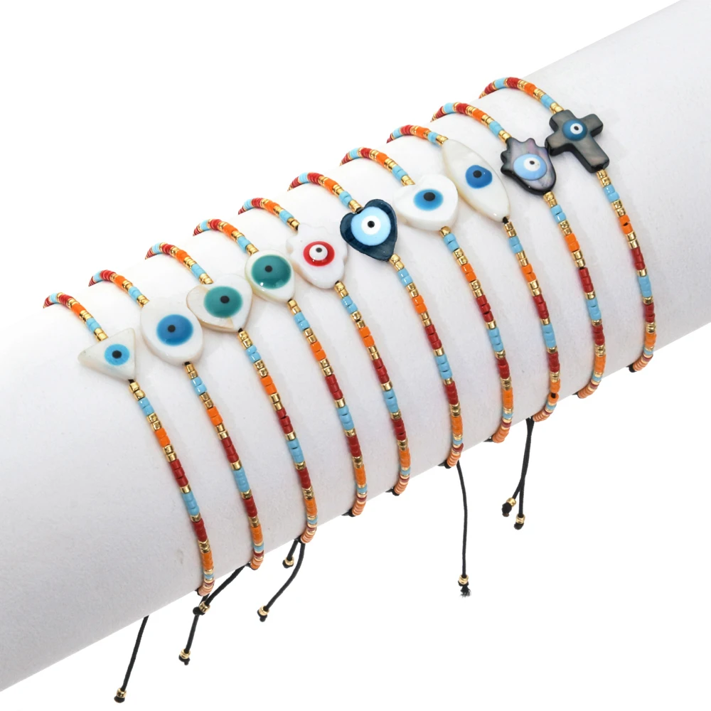 Браслеты Bohe MIYUKI Турецкий Дурной глаз браслет Love Pulseras Mujer Heart Jewelry для женщин из