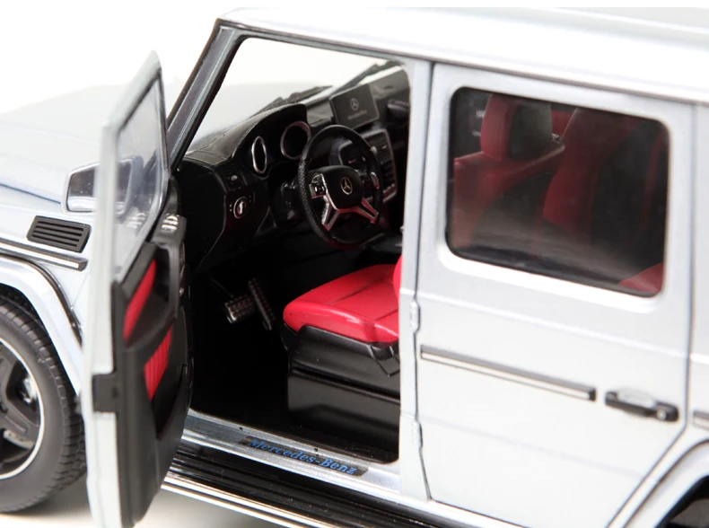 Серебристо-красный длинный осевой модель автомобиля для Benz 1:18 бренд G серии G500