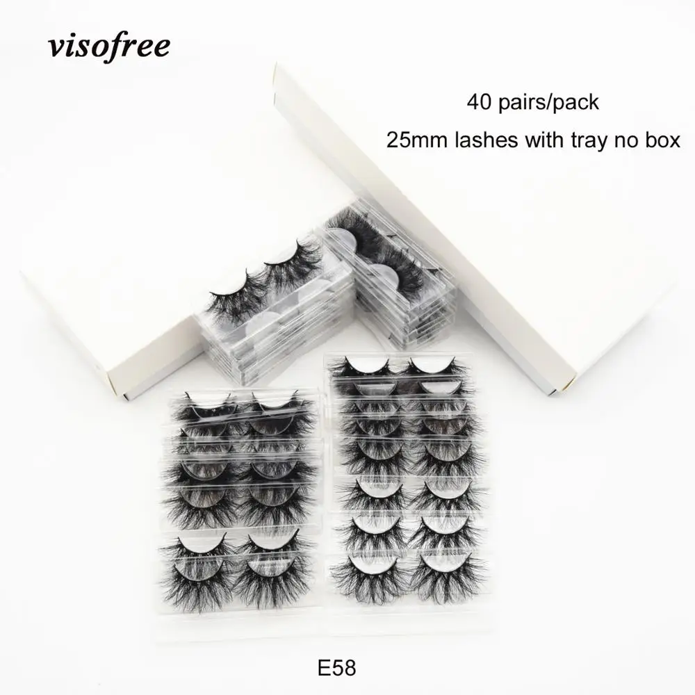 

40 pairs/lot visofree 25mm lashes makeup 3d mink eyelashes 100% cruelty-free handmade dramatic lashes fluffy mink eyelashes E58