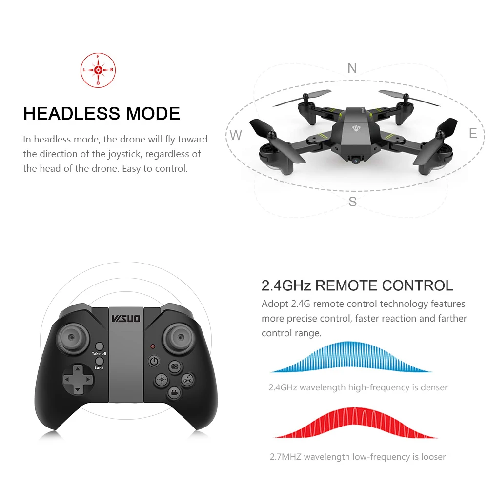 VISUO XS809HW Wifi FPV 2.0MP 720P 120 FOV широкоугольная HD камера Складная 2 4G селфи Дрон высота