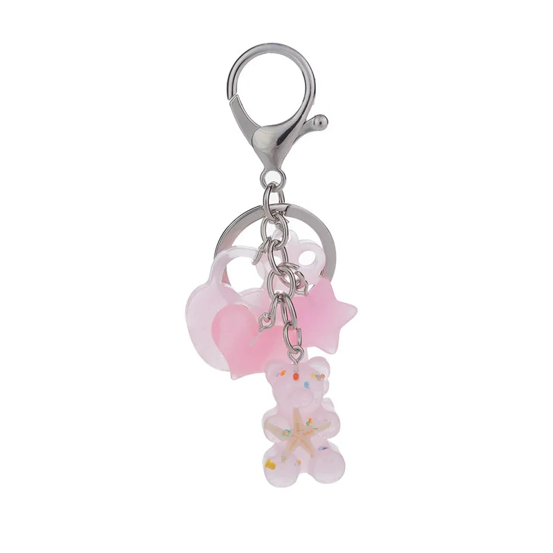 

1PC Women Keychain Fasion gummy bear Flatback resin bear Charms Handbag Keyring for birthday gift