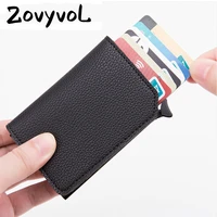 zovyvol 2021 anti theft credit card holder carbon fiber rfid pop up clutch smart card wallet multi men and women unisex case