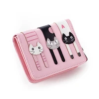 women cute cat wallet small zipper girl wallet pu leather women coin purse female card holder wallet women short wallet