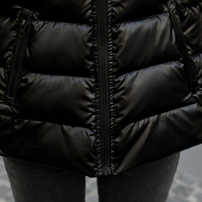 Женский утепленный пуховик куртки парки с капюшоном для девочек теплая зимняя