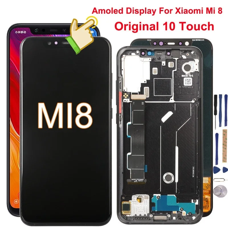 

ЖК-дисплей HS Super Amoled для Xiaomi MI8 MI 8 M1803E1A, сенсорный экран 10 с дигитайзером, сменный экран для Xiaomi MI 8