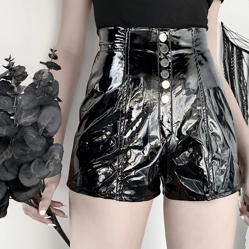 Женские лакированные шорты из ПУ кожи с высокой талией | Женская одежда