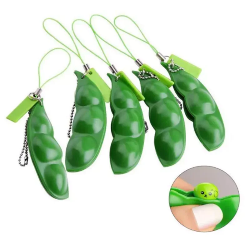 Забавный бесконечный Сжимаемый эдамаме выражение гороха Цепочка-Брелок