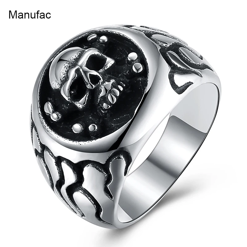 Готическое панк кольцо с головой вампира череп из титановой стали Ювелирное