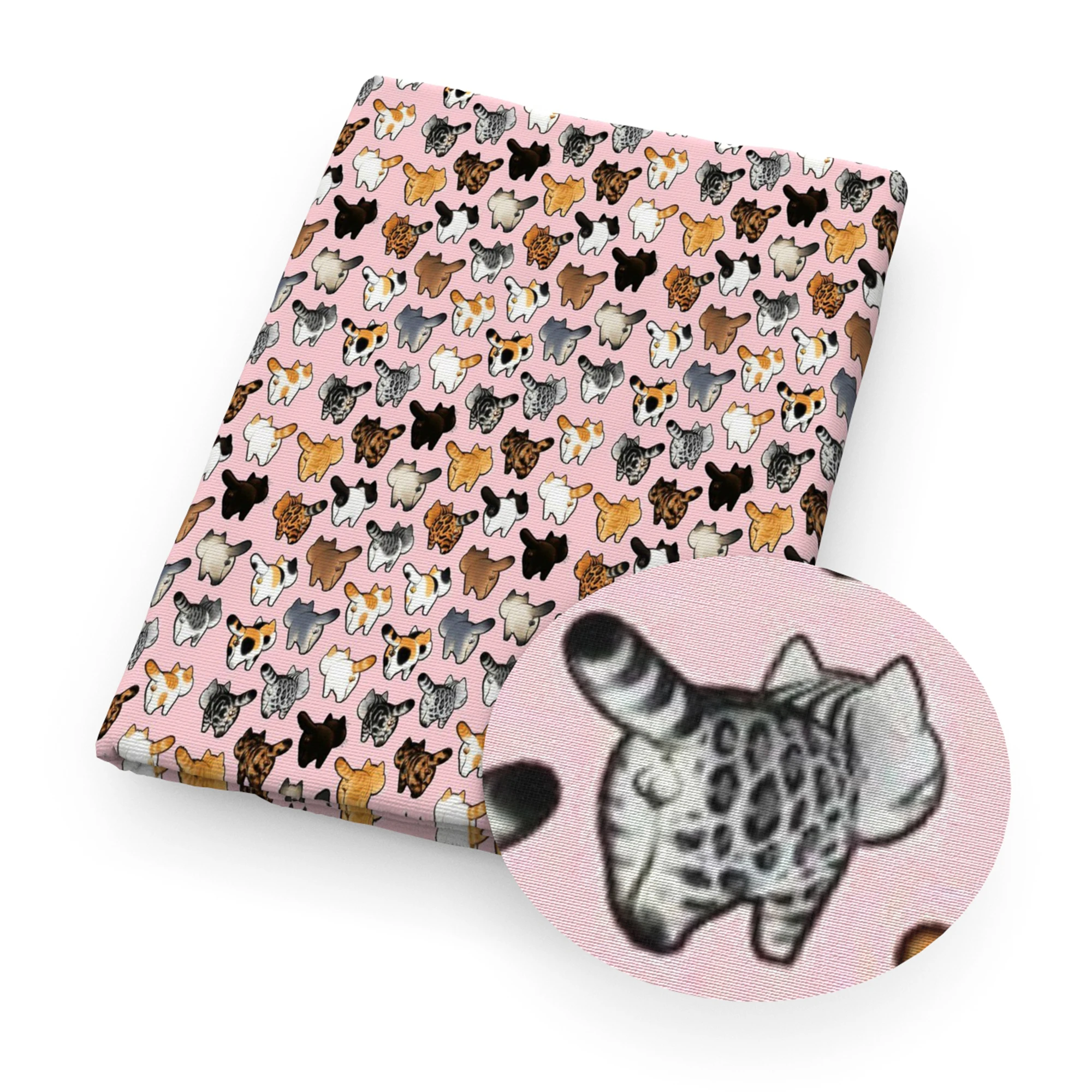 Лоскутная ткань из полиэстера и хлопка с принтом кошки для шитья Женский