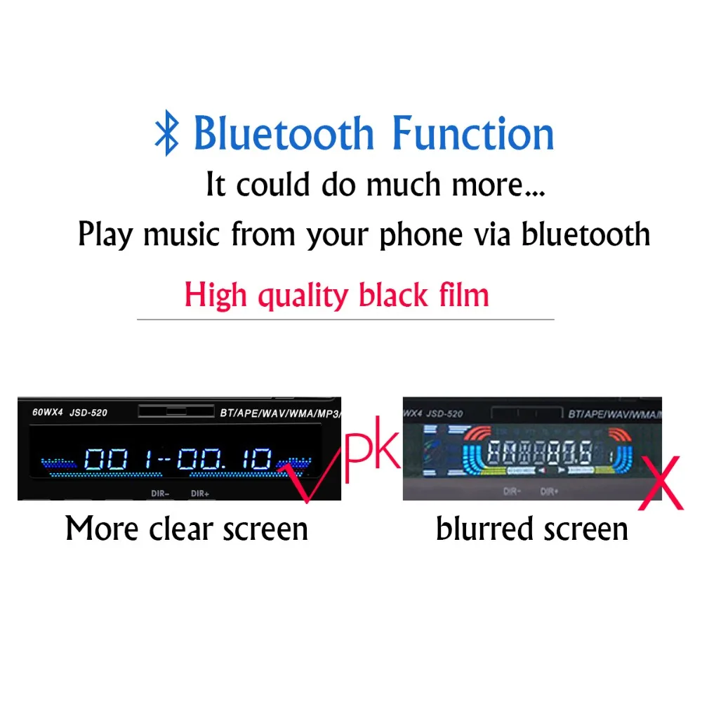 Автомагнитола 12 в Bluetooth V2.0 JSD-520 стерео In-dash 1 Din FM Aux вход приемник SD USB MP3 MMC WMA Автомагнитола