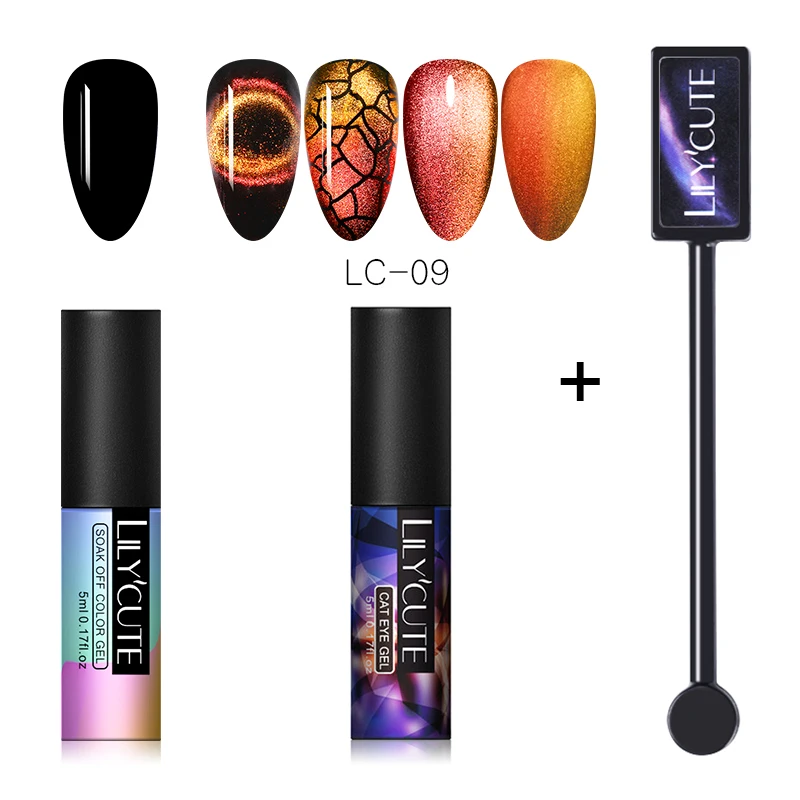 3pcs 9 LILYCUTE 9D Auroras ногтей Гель-лак «кошачий глаз» Гель-лак для использования с магнитом звездное небо замочить от УФ Магнитный Гель-лак для ногтей 5 мл - Цвет: 3pcs 9
