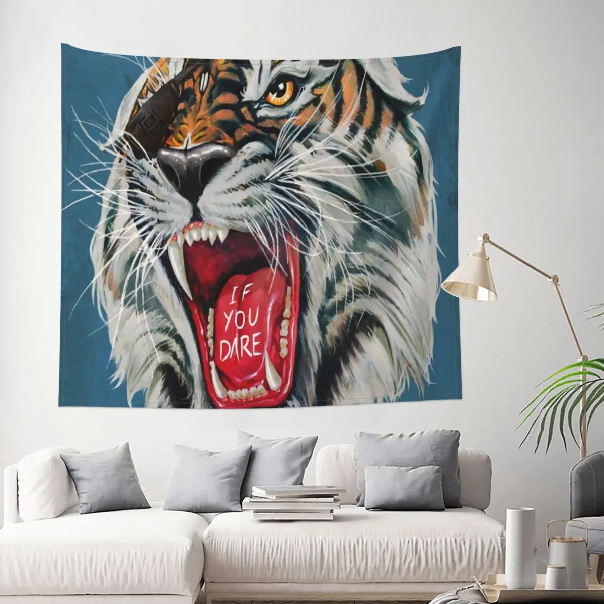 

Tapestry If You Dare Tiger Animal Wildlife Cat Decor Wall Room Home Decoration Hanging Living room Kawaii Aesthetic Fashion