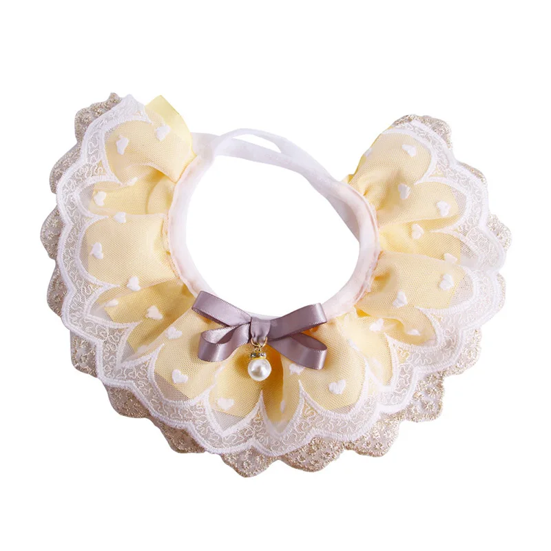 

Kitten Flower Lace Bow Bell Collar Dog Puppy String Bib Necklace Neck Strap Fashion Scarf Neckerchief Supply Plaid Flower Collar
