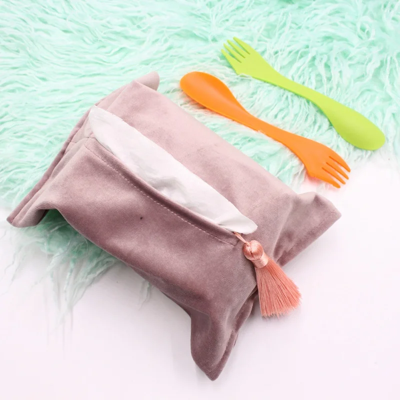 Бархатная коробка для салфеток домашняя простая однотонная | Дом и сад