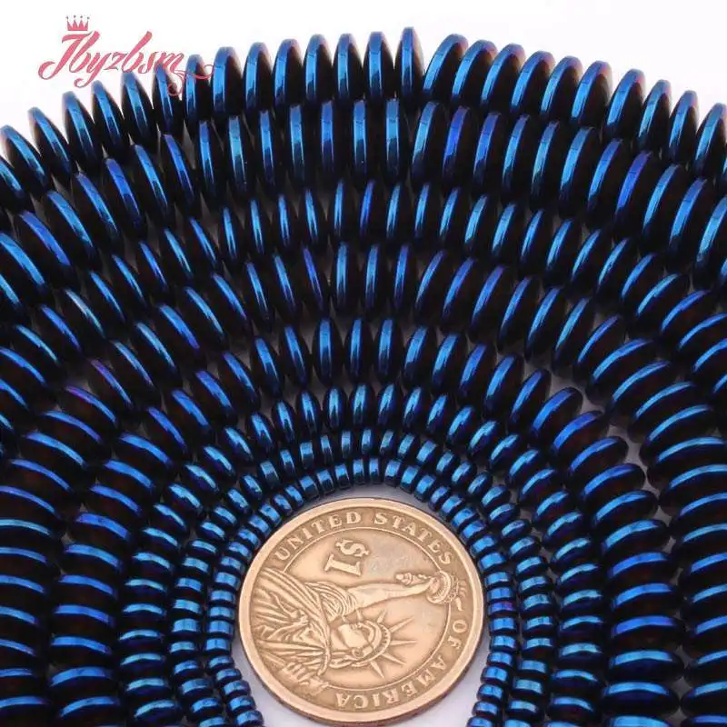 

2x3/3x8/3x12mm Natural Rondelle Hematite Blue Stone Beads For Necklace Bracelet Earring Jewelry Making Strand 15" Free Shipping