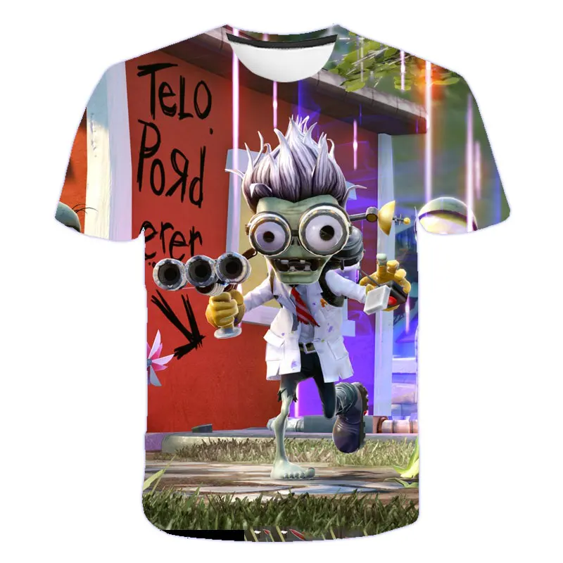 

Summer Boys Clothes Simple Casual Short Sleeve Plants Vs Zombie Pattern 3D Printed Tee Children'S Wear Cartoon Game Baby Tops