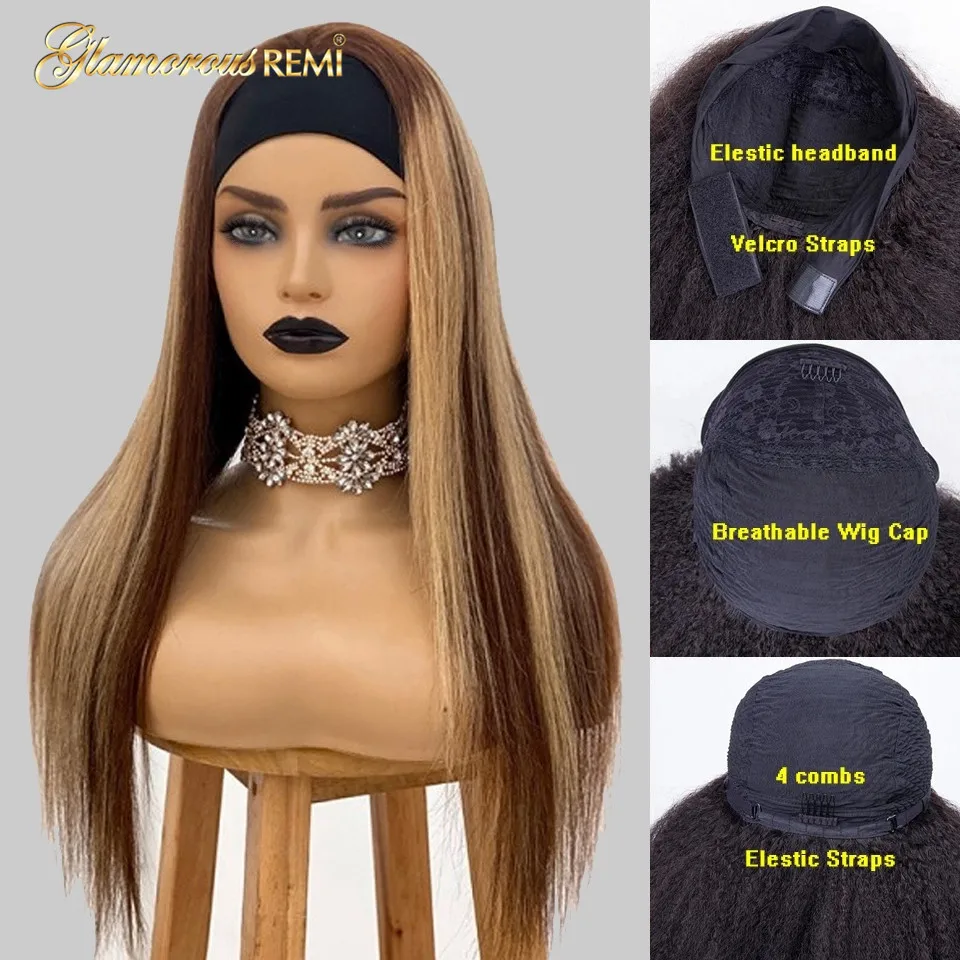 Прямая повязка на голову шарф парики окрашенные светлые полностью машинное