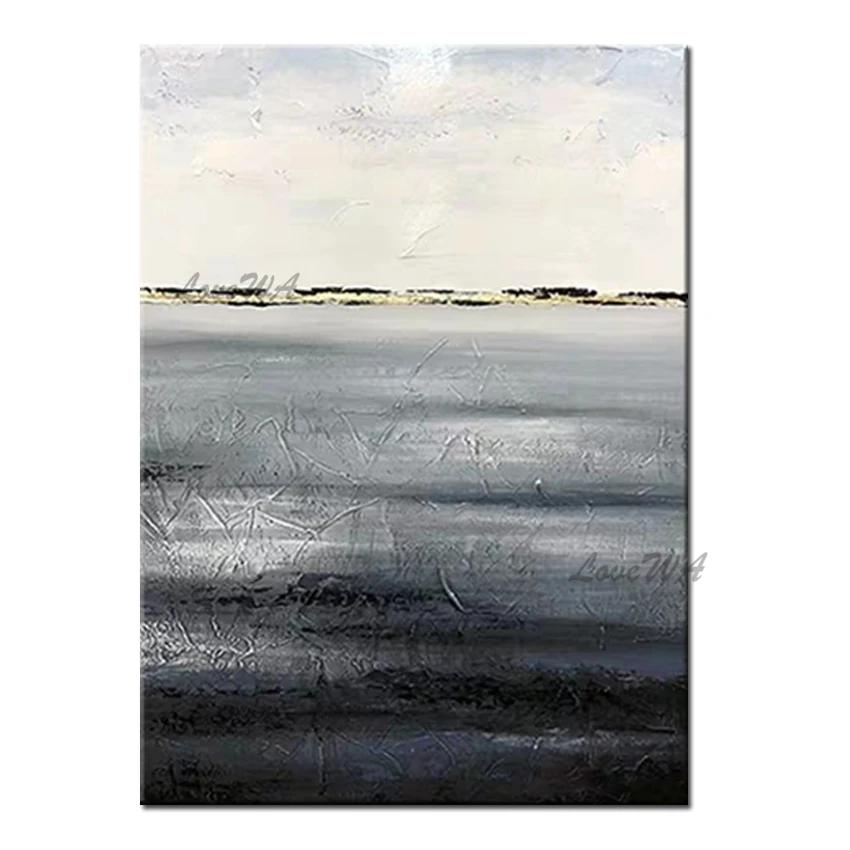 

100% Hand-painted Black And White Oil Painting Canvas Wall Art Abstract Home Decoration Large Paintings Art For Living Room