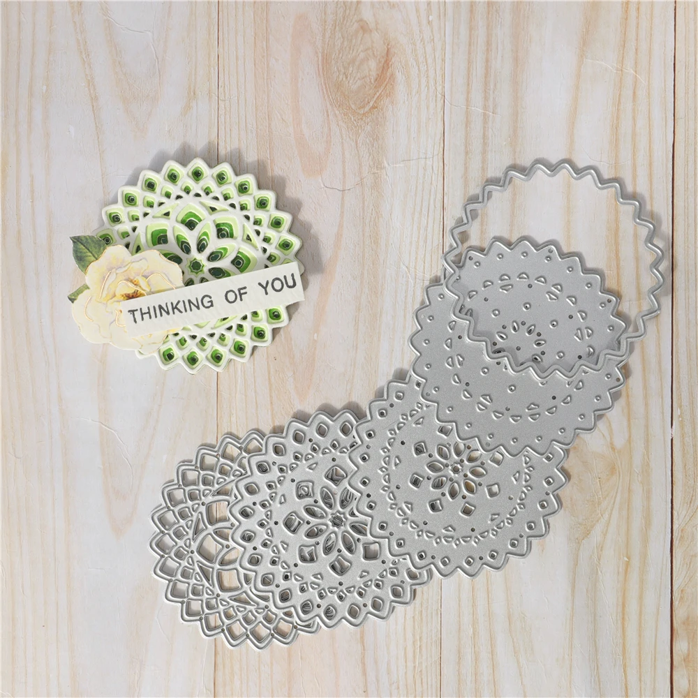 

InLoveArts 2021 New 5Pcs/Lot Round Shape Lace Metal Cutting Dies Stencil Die Cut Scrapbooking Craft Decorative Embossing Crafts