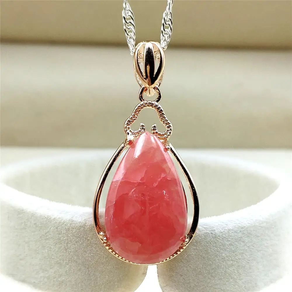 

Подвеска с натуральным красным ледяным родохрозитом, 26x17 мм