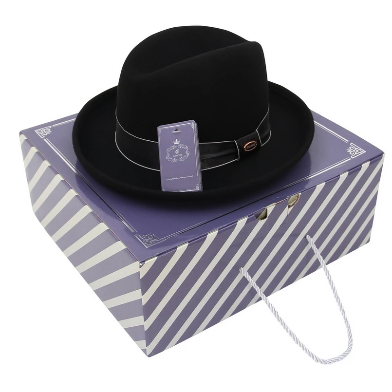 

GEMVIE Brand Women's 100% Wool Billycock Homburg Hat Fedora Winter Felt Hat Size S