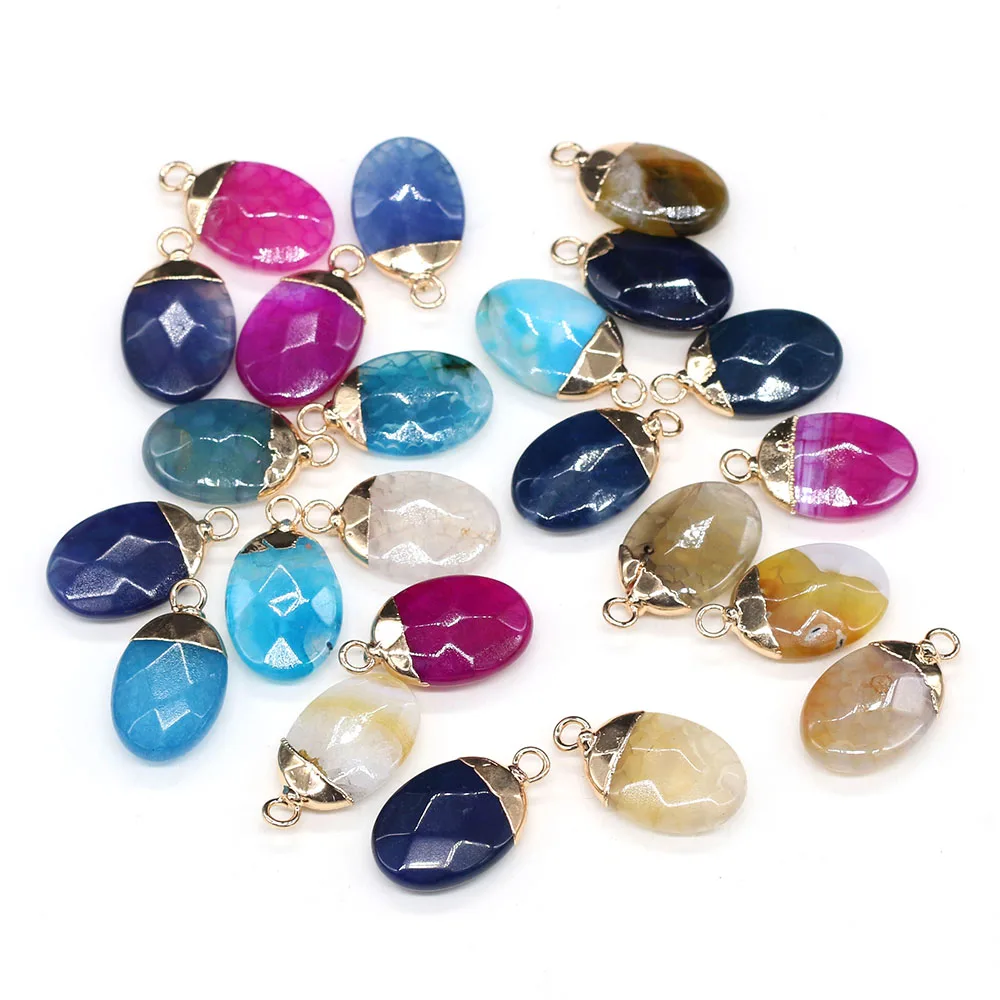 

Faceted Natural Semi-precious Stone Pendants Charms Oval Shape Pendants DIY for Jewelry Making DIY Necklace Size 13x22mm