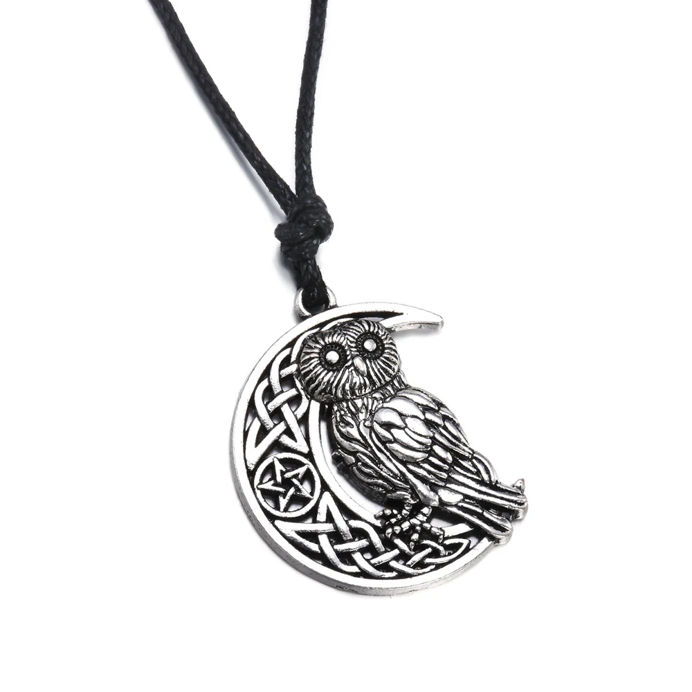 

Fashion Women Men Vintage Goddess Crescent Moon Pendant Owl Rope Chain Necklaces Jewelry Gifts