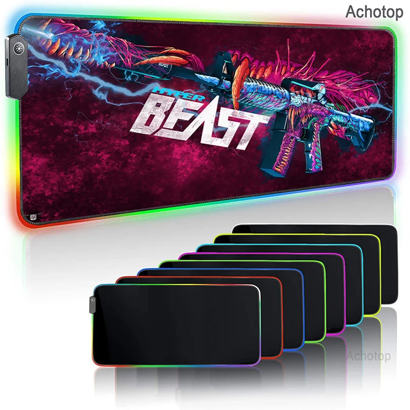 

CSGO RGB Gaming Mouse Pad Anime Large Mousepad Hyperbeast Large XXL Keyboard Desk Pad Mouse Mat for Laptop LED Lighting Play Mat