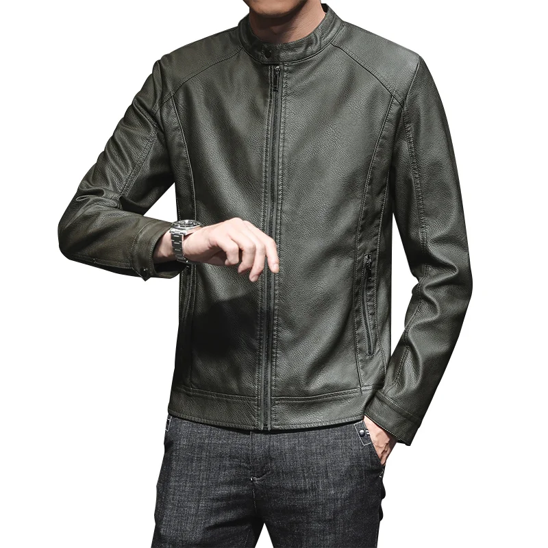 Осенне-зимняя кожаная куртка Мужская куртка-бомбер повседневные куртки Модная