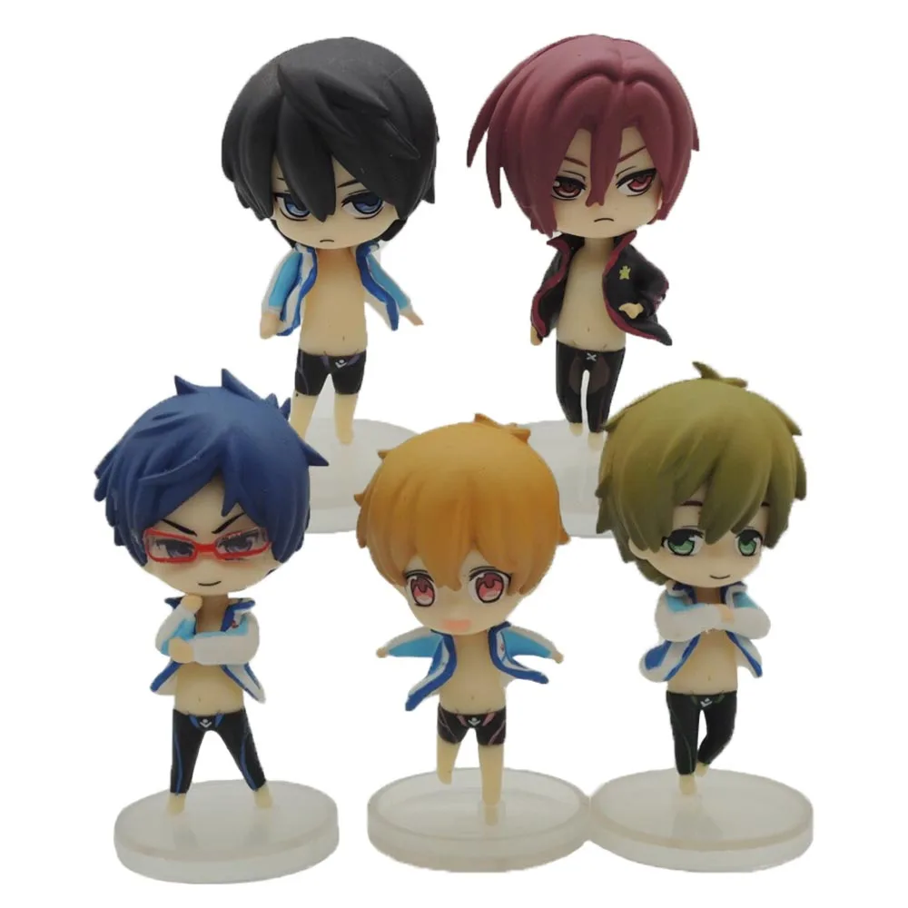5 шт./лот 6 см японское аниме бесплатно! Экшн-фигурка из ПВХ Iwatobi плавающий клуб Рин