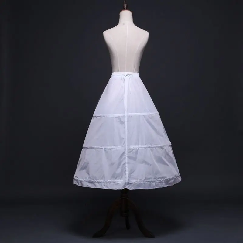 

New Women 3 Hoops A-Line Petticoat Adjustable Drawstring Waist Wedding Bridal Dress Crinoline Single Layer Ball Gown Underskirt