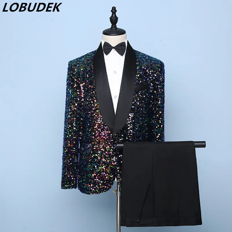 Для Мужчин's певец и ведущий этап блестки свадебные костюмы костюм для девочки