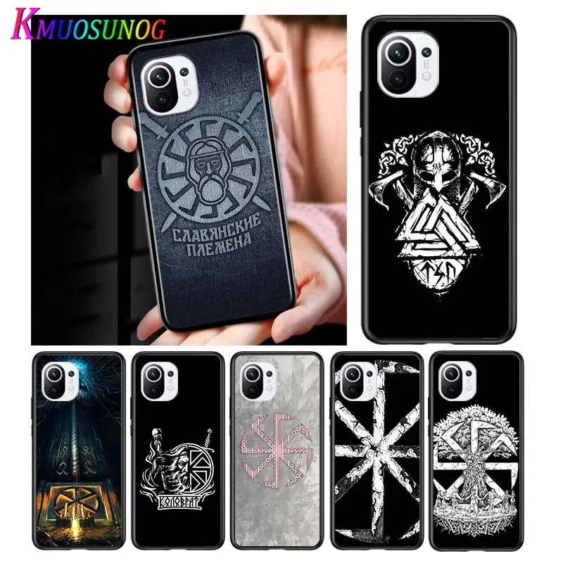 

Slavic Viking symbol Kolovrat for Xiaomi Mi 11 10T Note 10 Ultra 5G 9 9T SE 8 A3 A2 A1 6X Pro Play F1 Lite 5G Black Phone Case