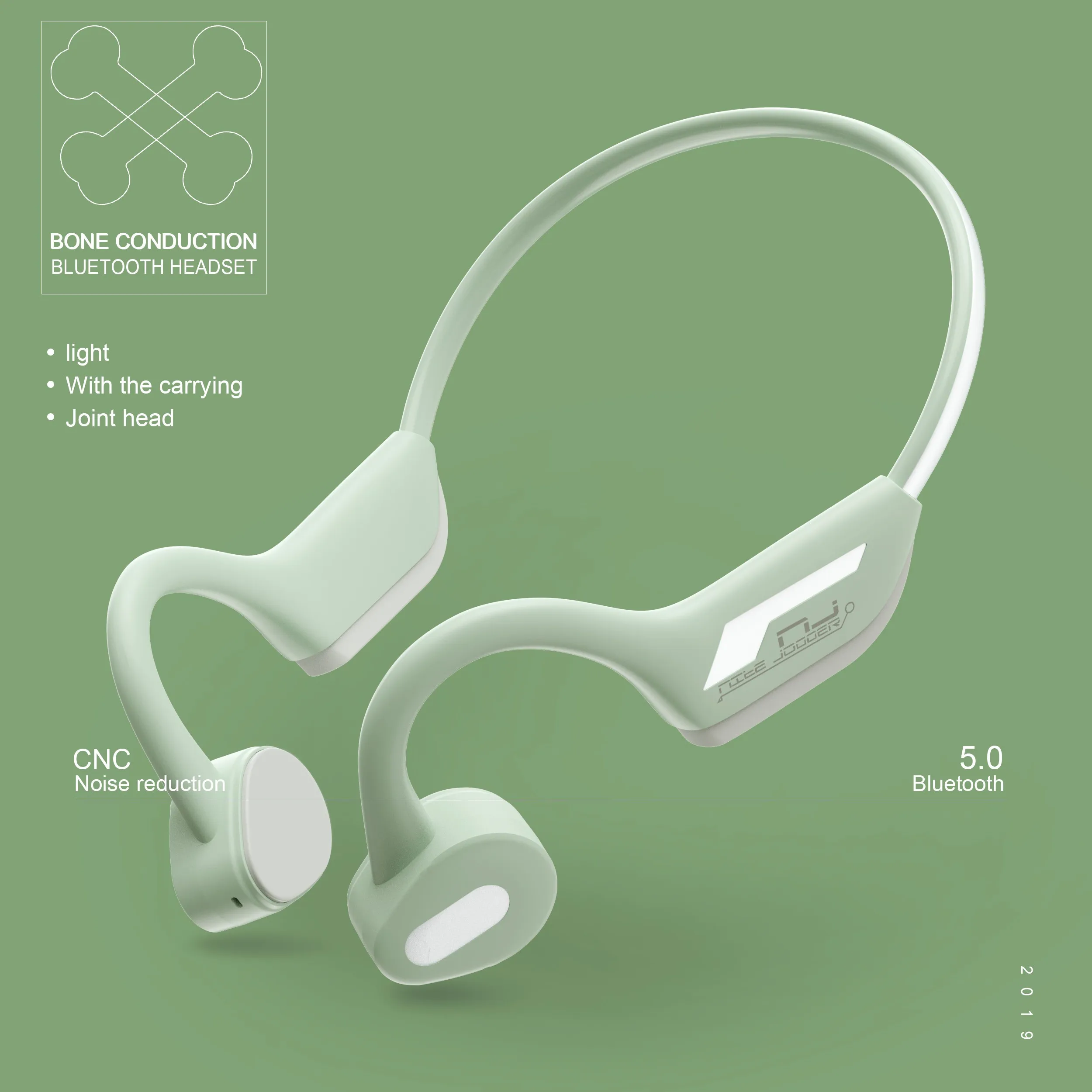 

CUCA Wireless Headphone Bluetooth 5.0 Bone Conduction Earphone CVC8.0 Noise Reduction With Mic Outdoor Sports Headset