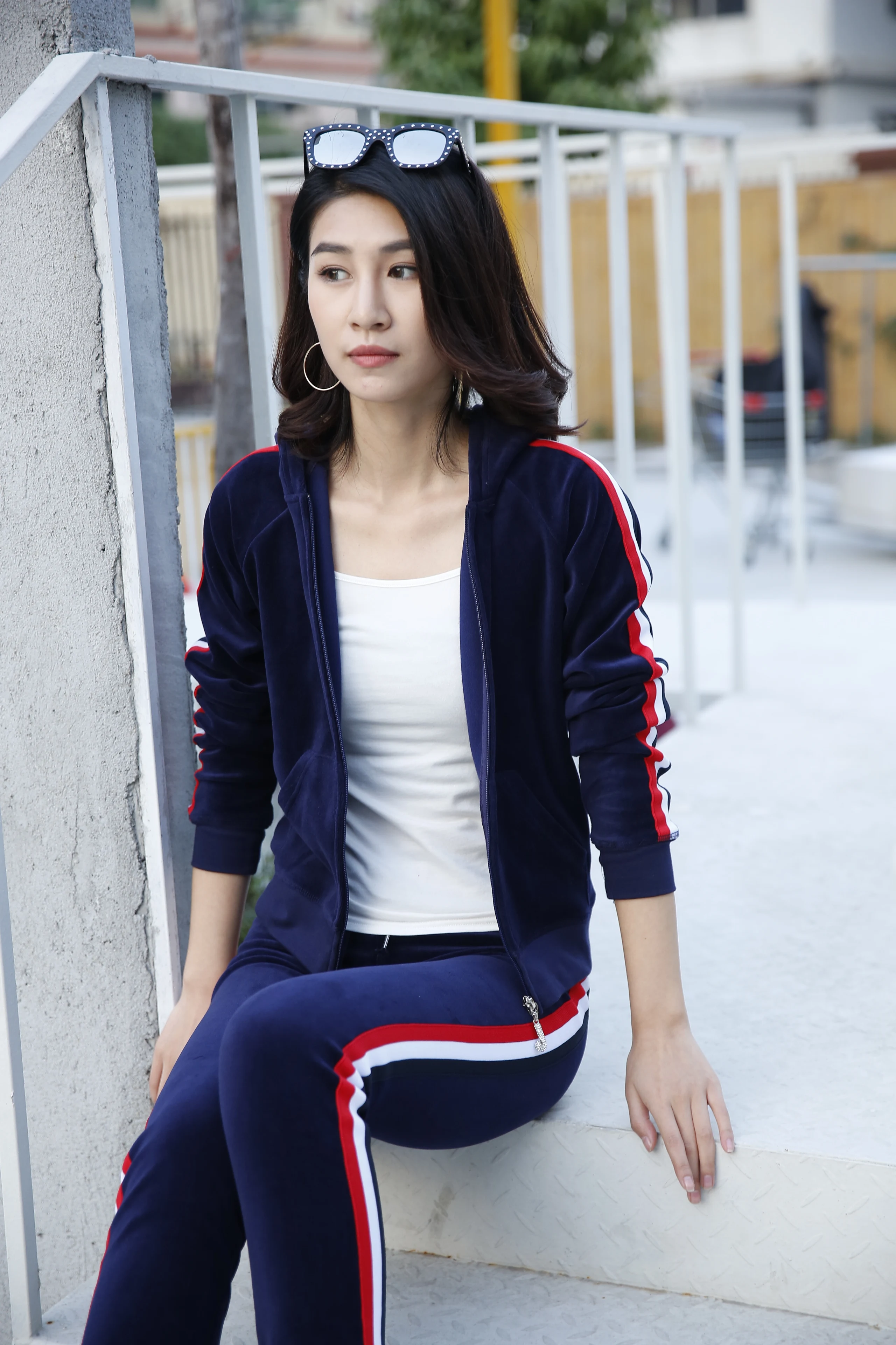 

Women Two Piece Set Velet Hoodies Zipper Tops And Pants Spring Fall Casual Joggers Tracksuit Outfit For Woman Clothing S-XL