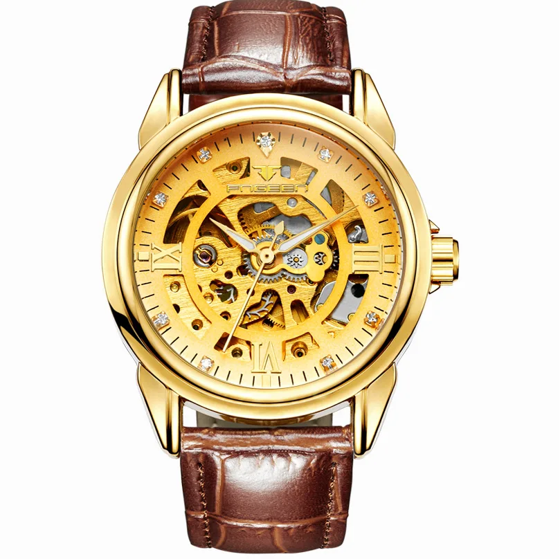 

Hollow Fully Automatic Night Light Mechanical Watch Men's Watch Belt Waterproof Business Men's Watch