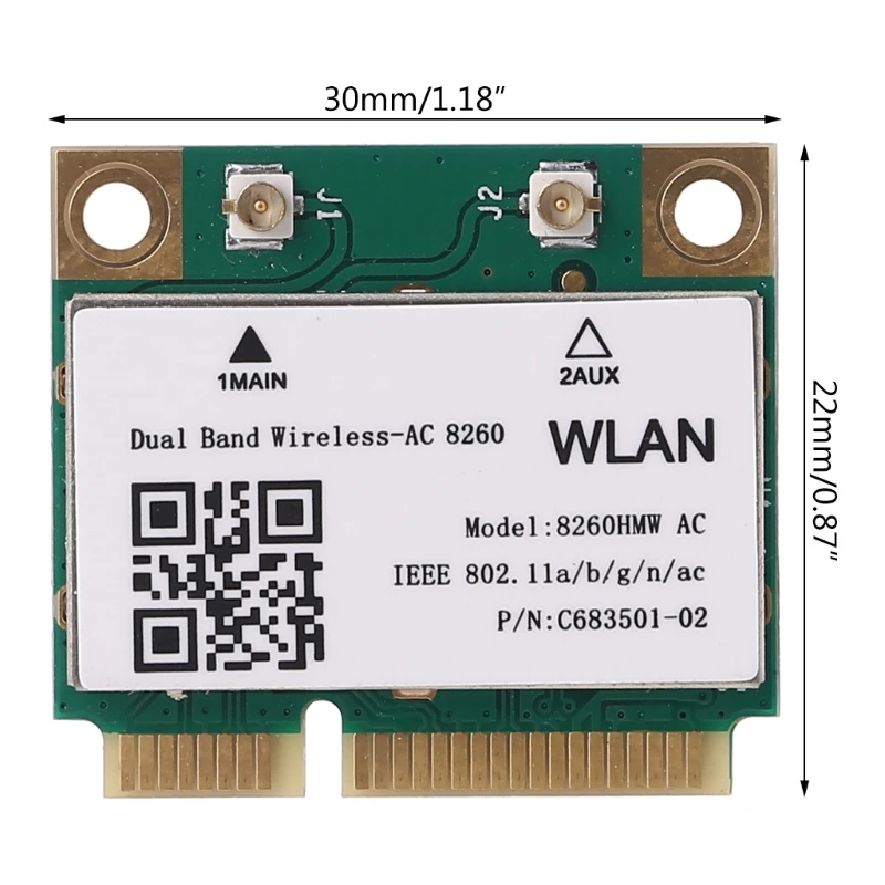 

8260HMW AC Dual Band 2.4G+5G Mini PCIe Wlan Wifi Card Bluetooth Wireless Card 802.11Ac 867Mbps for Laptop Computers