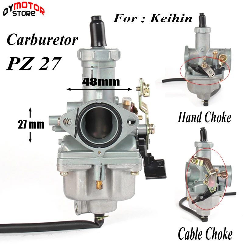 

High Performance PZ27 27mm Carburetor Carb motorcycle pump accelerator Carburettor CG XL 125 150 175 hand choke/cable choke