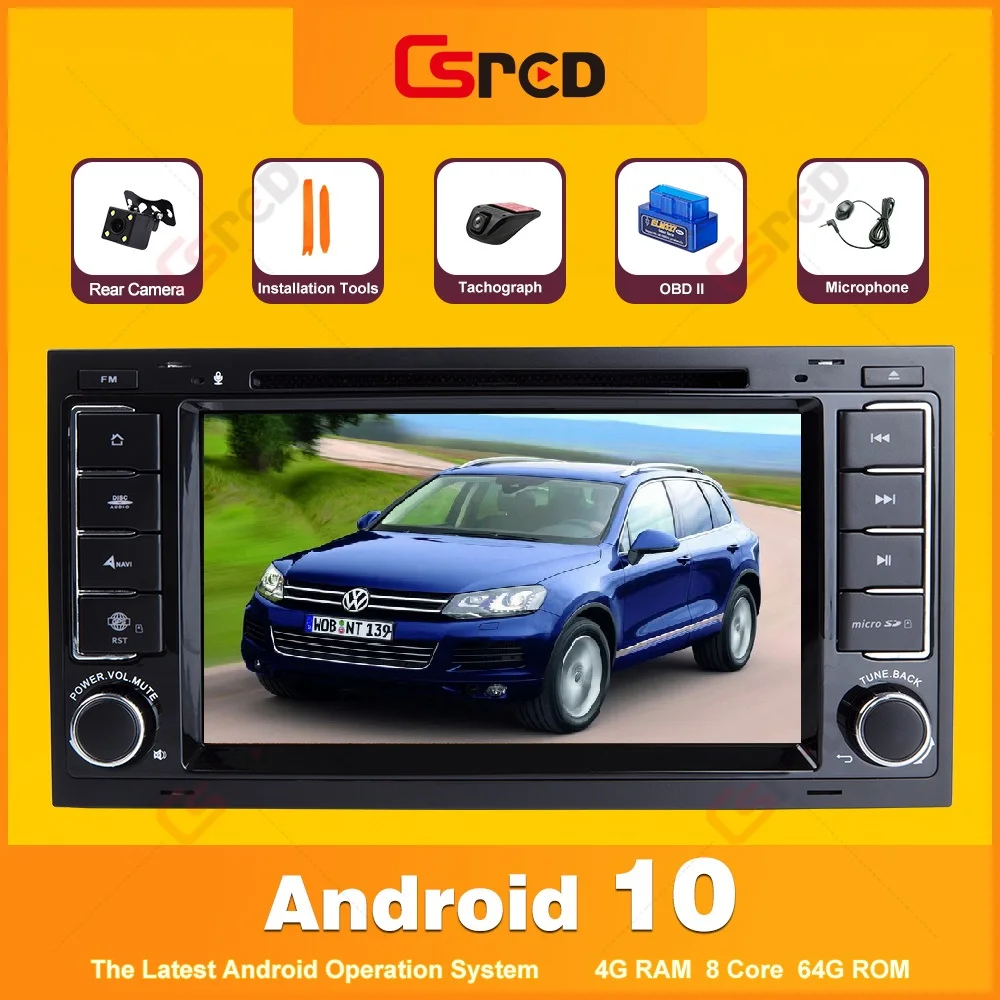 

Автомобильное радио Csred 7 дюймов, Android 10 для VW Touareg 2004-2011, для VW Transporter T5 Multivan 2004-2009, GPS-навигация, автомобильный мультимедиа
