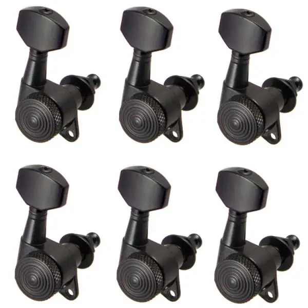 6 Pieces 6R Tuning Pegs Machine Heads Tuning Pegs Locking Tuners Keys for Electric Acoustic Guitar Black