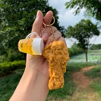simulation keychain backpack pendant nuggets fried chicken leg food pendant childrens toy promotional gift keyring advertising