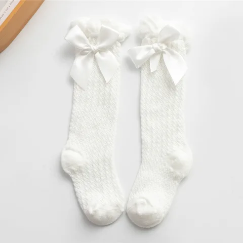 Детские носки в Королевском Стиле для девочек, высокие сетчатые носки с бантом, детские носки с бантом, детские носки с вырезами, размеры