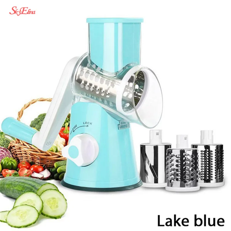 Ручная круглая терка для лука картофеля моркови с 3 лезвиями настольный барабан