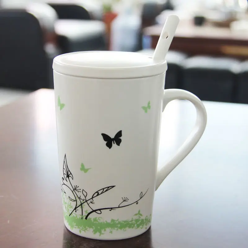 Керамическая чашка с крышкой и ложкой персонализированная офисная кофейная